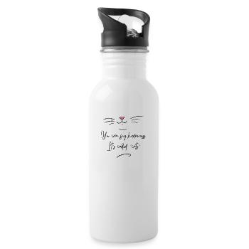Katzenbesitzer Geschenkidee Katzenliebhaber - Trinkflasche mit integriertem Trinkhalm - Weiß - Rechts
