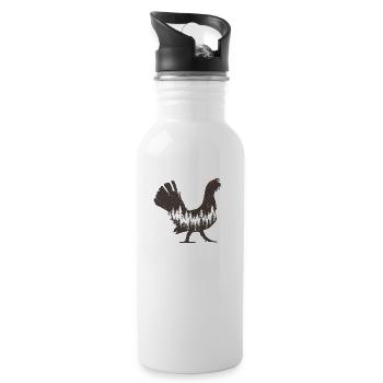 Auerhahn - Trinkflasche mit integriertem Trinkhalm - Weiß - Rechts