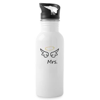 Hochzeit, Braut, Verlobung, Junggesellenabschied - Trinkflasche mit integriertem Trinkhalm - Weiß - Rechts