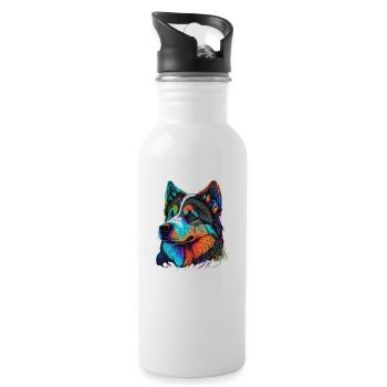 JOLI HUSKY - Gourde avec paille intégrée - blanc - Droite