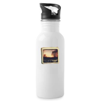 Nostalgischer Horizont - Trinkflasche mit integriertem Trinkhalm - Weiß - Rechts