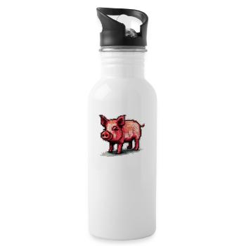 Sale un cochon rétro 8 bits fait de pixels - Gourde avec paille intégrée - blanc - Droite