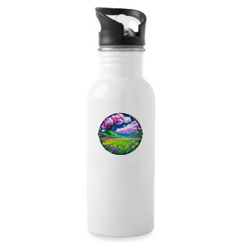 Rosa Sommer - Trinkflasche mit integriertem Trinkhalm - Weiß - Rechts