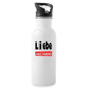 lebe anständig II - Trinkflasche mit integriertem Trinkhalm - Weiß - Rechts