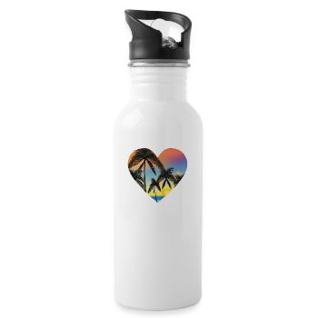 Sommerurlaub Insel Palmen Strand Sonne Palme - Trinkflasche mit integriertem Trinkhalm - Weiß - Rechts