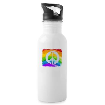 REGENBOGEN-FRIEDEN - Trinkflasche mit integriertem Trinkhalm - Weiß - Rechts