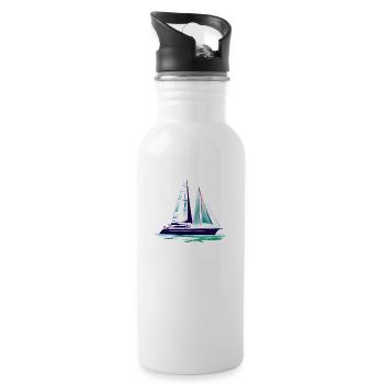 Sailing Ship Sailing Sailing Sailing Sailing Boat - Water bottle with straw - white - Right