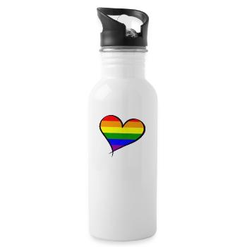 Pride heart LGBTQ+ - Trinkflasche mit integriertem Trinkhalm - Weiß - Rechts