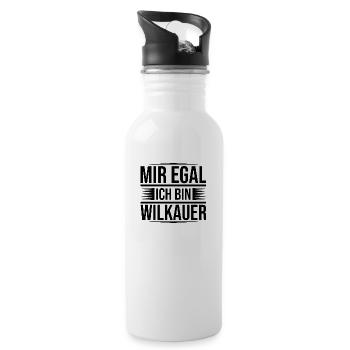 Mir egal Wilkau - Trinkflasche mit integriertem Trinkhalm - Weiß - Rechts