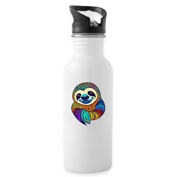 Faultier - Trinkflasche mit integriertem Trinkhalm - Weiß - Rechts