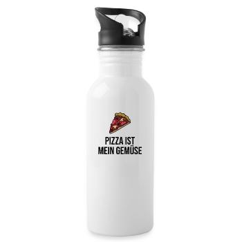 Pizza is my vegetable - Water bottle with straw - white - Right