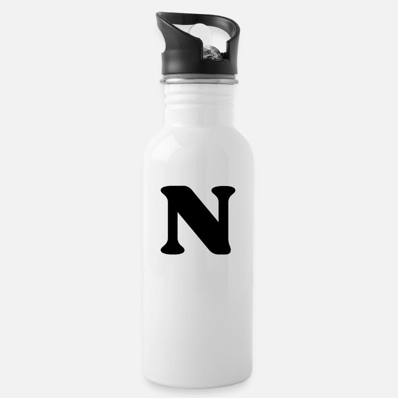 Buchstabe n - Trinkflasche mit integriertem Trinkhalm - Weiß