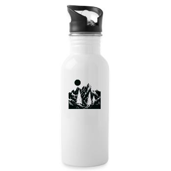 Berge Kletterer Natur Abenteuer - Trinkflasche mit integriertem Trinkhalm - Weiß - Rechts