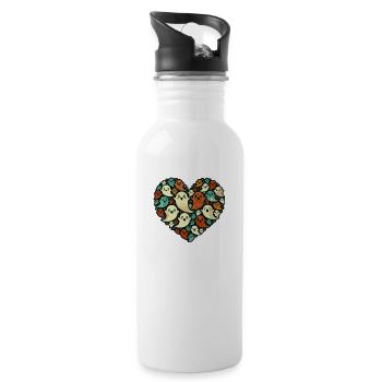Vintage Ghost Heart T-Shirt - Trinkflasche mit integriertem Trinkhalm - Weiß - Rechts