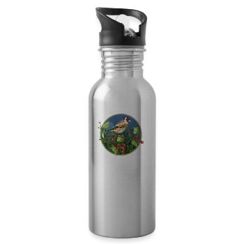 Bunter Vogel - Trinkflasche mit integriertem Trinkhalm - Lightsilver - Rechts