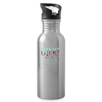 Green Gift Idea Funny Sayings Happy Gift Fun Funny - Water bottle with straw - silver - Right