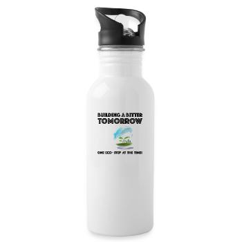 Ein besseres Morgen aufbauen | Umweltschutz - Trinkflasche mit integriertem Trinkhalm - Weiß - Rechts
