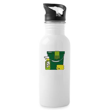 putzen - Trinkflasche mit integriertem Trinkhalm - Weiß - Rechts