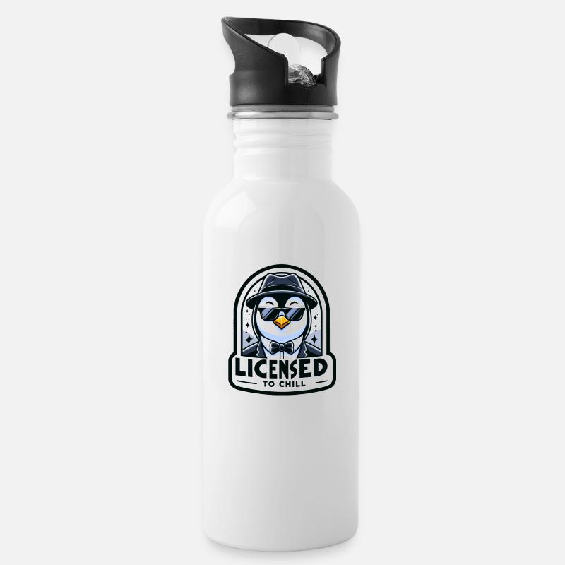 Licensed to Chill - Trinkflasche mit integriertem Trinkhalm - Weiß