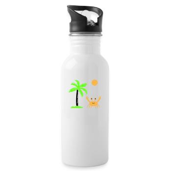 krabbe sonne palme - Trinkflasche mit integriertem Trinkhalm - Weiß - Rechts