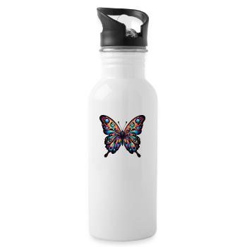 Butterfly - Water bottle with straw - white - Right