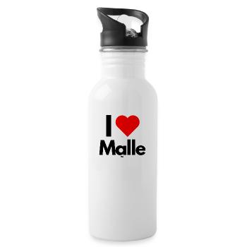 Malle I love Malle - Trinkflasche mit integriertem Trinkhalm - Weiß - Rechts