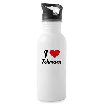 I Love Fehmarn - Trinkflasche mit integriertem Trinkhalm - Weiß - Rechts
