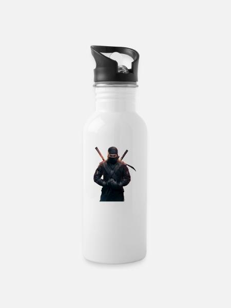 Ninja avec des épées - Gourde avec paille intégrée - blanc