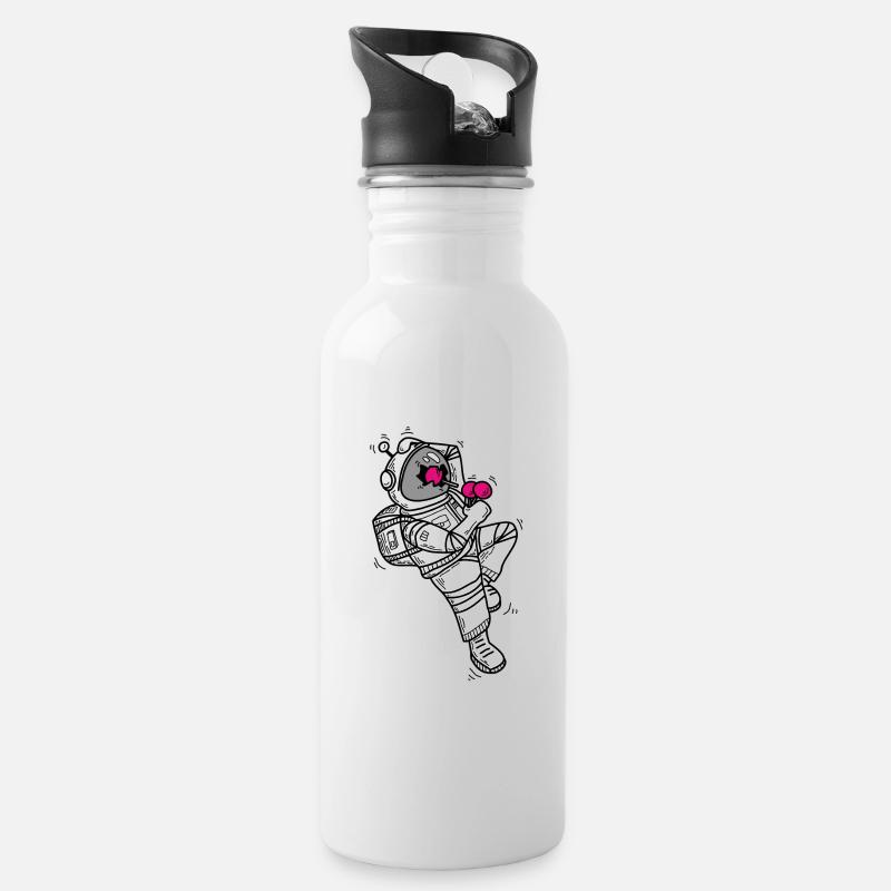 Astronaut - Trinkflasche mit integriertem Trinkhalm - Weiß