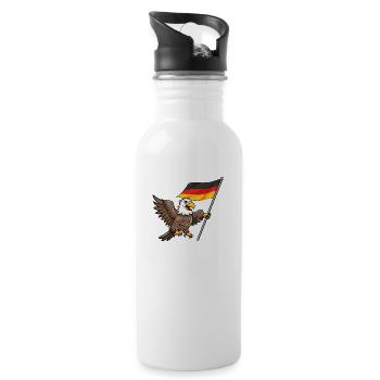 Deutschland Adler Germany Flag Eagle - Trinkflasche mit integriertem Trinkhalm - Weiß - Rechts
