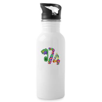 Caméléon 974 Doodle - Gourde avec paille intégrée - blanc - Droite