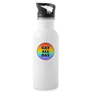 Gay toute la journée - Gourde avec paille intégrée - blanc - Droite