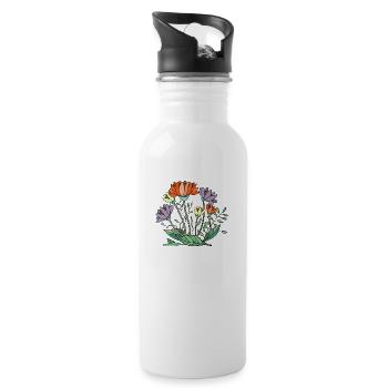 Fleur - Gourde avec paille intégrée - blanc - Droite