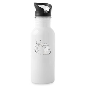 Michigan (USA) | echter Volleyball | Landkarte Sct - Trinkflasche mit integriertem Trinkhalm - Weiß - Rechts