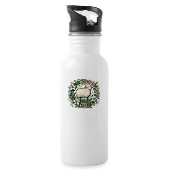 Moutons de printemps - Gourde avec paille intégrée - blanc - Droite