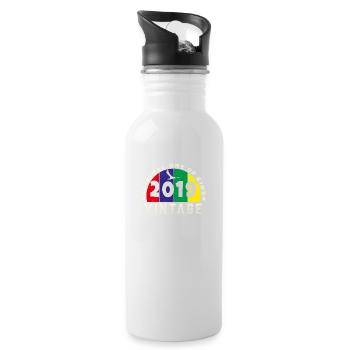 Jahrgang 2019 Retro - Bursdag - Trinkflasche mit integriertem Trinkhalm - Weiß - Rechts