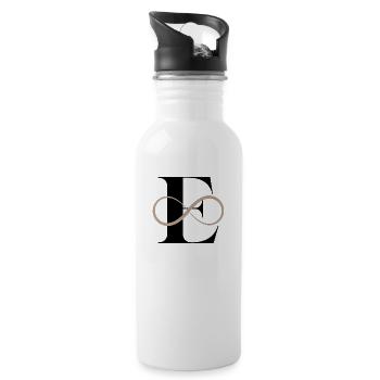 Infinite letter e - Water bottle with straw - white - Right