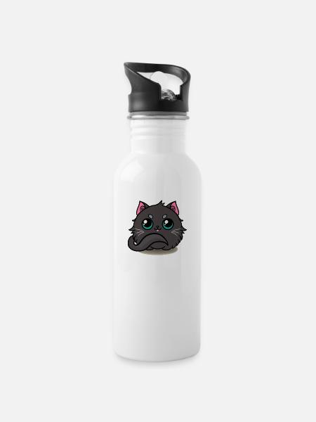 Chat Noir ! - Gourde avec paille intégrée - blanc