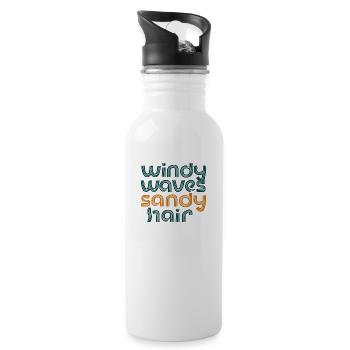 windy waves - Trinkflasche mit integriertem Trinkhalm - Weiß - Rechts