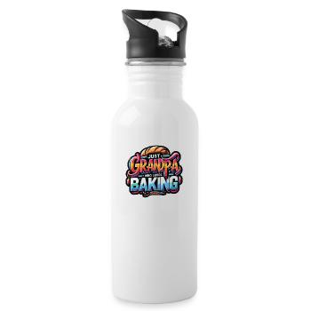 Grandpa is a baker, our grandpa likes to bake - Water bottle with straw - white - Right