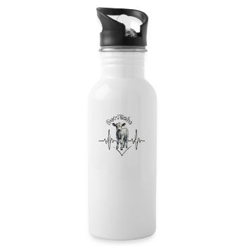 Dorfliebe - Trinkflasche mit integriertem Trinkhalm - Weiß - Rechts