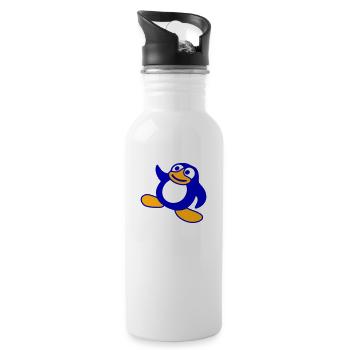 Pinguin Breakdance Glücklich Tanzen Party DJ Musik - Trinkflasche mit integriertem Trinkhalm - Weiß - Rechts