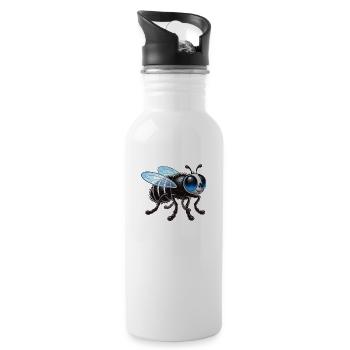 Stubenfliege - Trinkflasche mit integriertem Trinkhalm - Weiß - Rechts