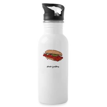 BBQ // Illustration - Trinkflasche mit integriertem Trinkhalm - Weiß - Rechts