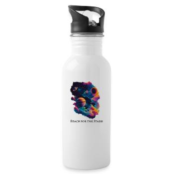 Reach for the Stars! - Trinkflasche mit integriertem Trinkhalm - Weiß - Rechts