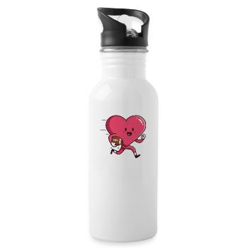 Valentine s Day Heart Football Player - Water bottle with straw - white - Right