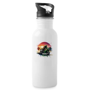 Motorrad,motorcycle,dirkbike motocross - Trinkflasche mit integriertem Trinkhalm - Weiß - Rechts