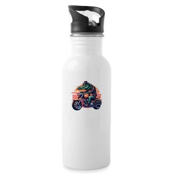 Motorrad,motorcycle,dirkbike motocross - Trinkflasche mit integriertem Trinkhalm - Weiß - Rechts