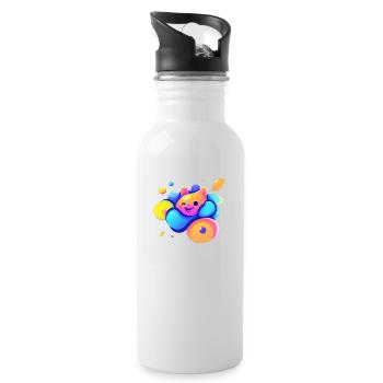 Happy - Trinkflasche mit integriertem Trinkhalm - Weiß - Rechts