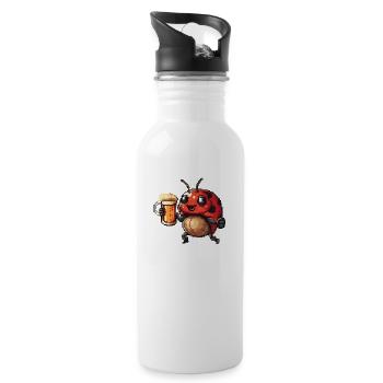 Bière Ladybug Pixel - Gourde avec paille intégrée - blanc - Droite